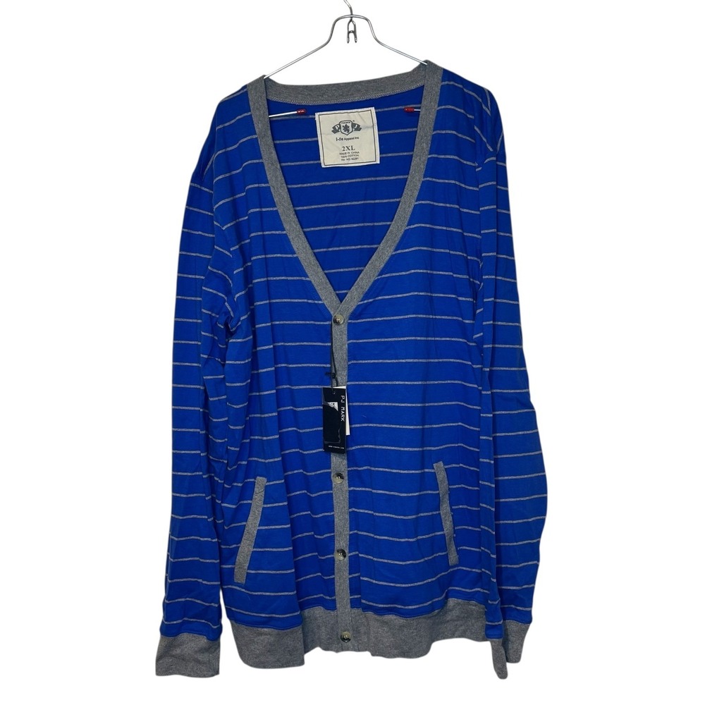 PJ‎ Mark Men's Sweater Vintage Cardigan Knit Pockets Long Sleeve Striped 2XL NWT